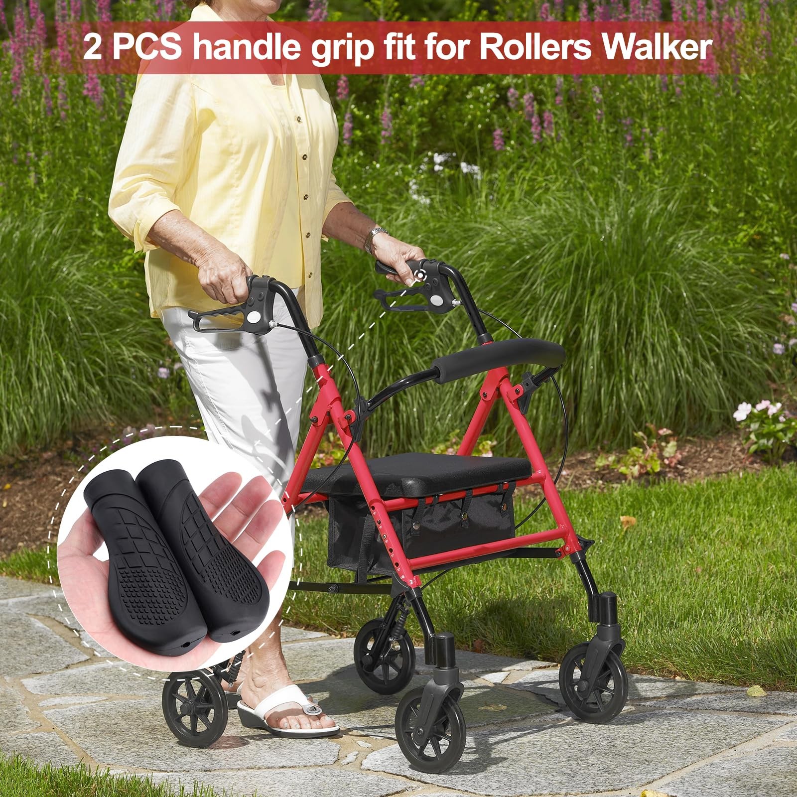 2Pcs Crutch Hand Grips Replacement for Rollator Walker Knee Walker