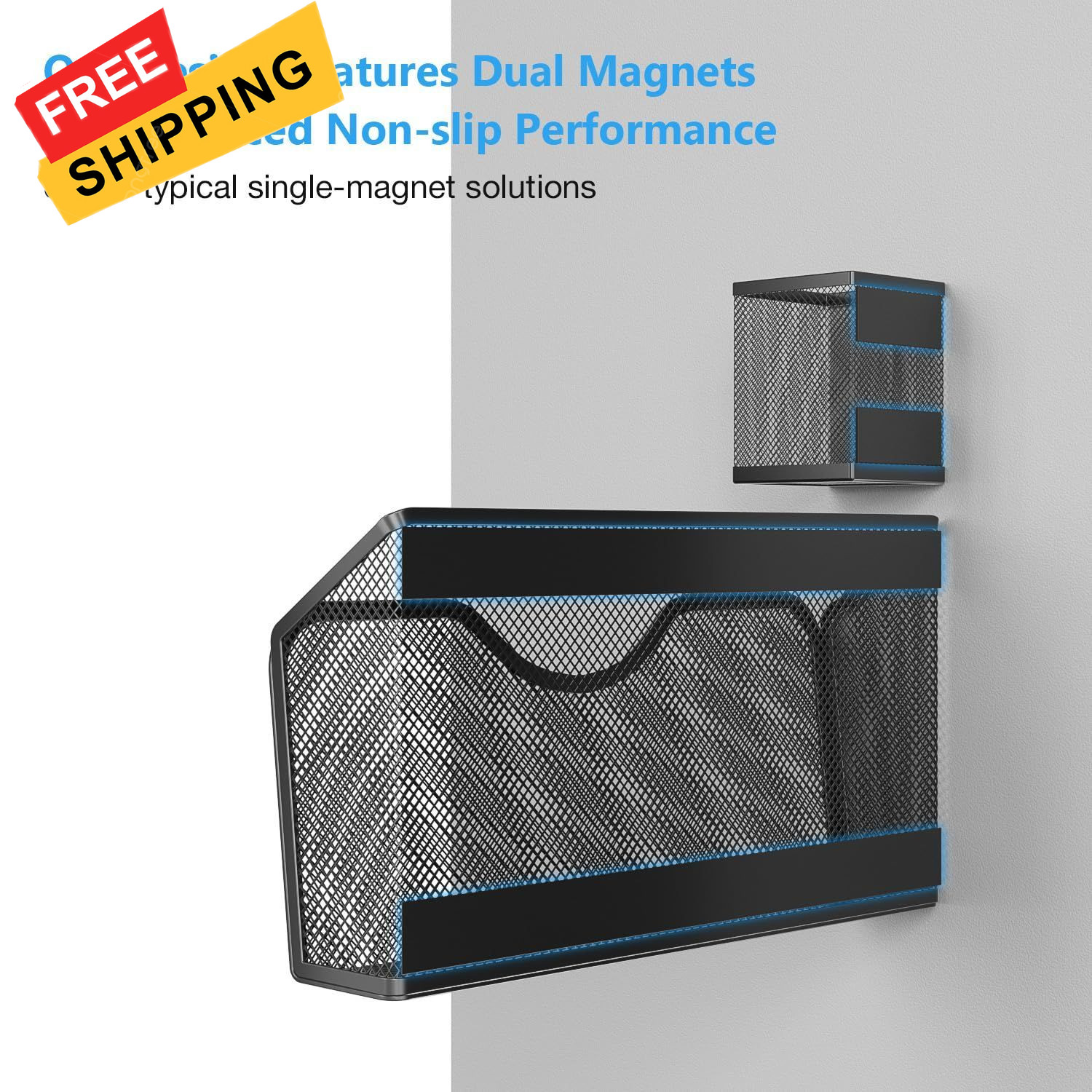 JANE EYRE Magnetic File Holder - 2pcs Hanging Organizer Magazine BLACK