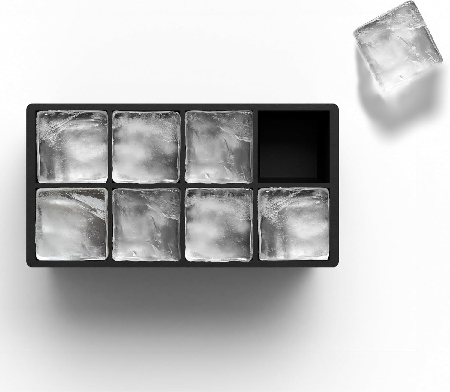 Ice Cube Molds – 2-Pack Silicone Trays for 8 Large Square Cubes – Slow-Melt Ice