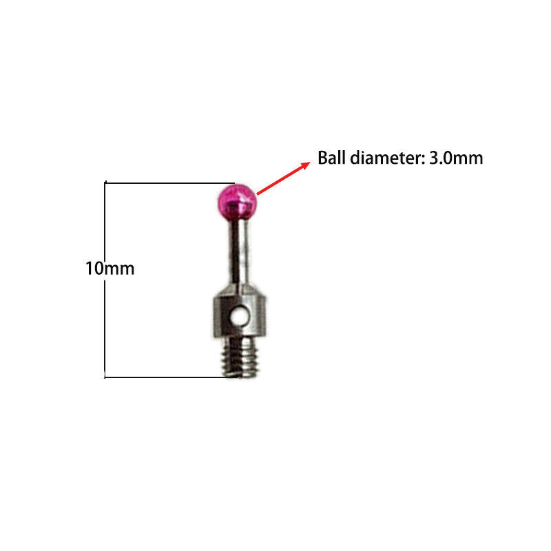 2Pc Cmm Touch Probe Stylus 6mm Ruby Ball Tip 10mm Length Tungsten Carbide Stem