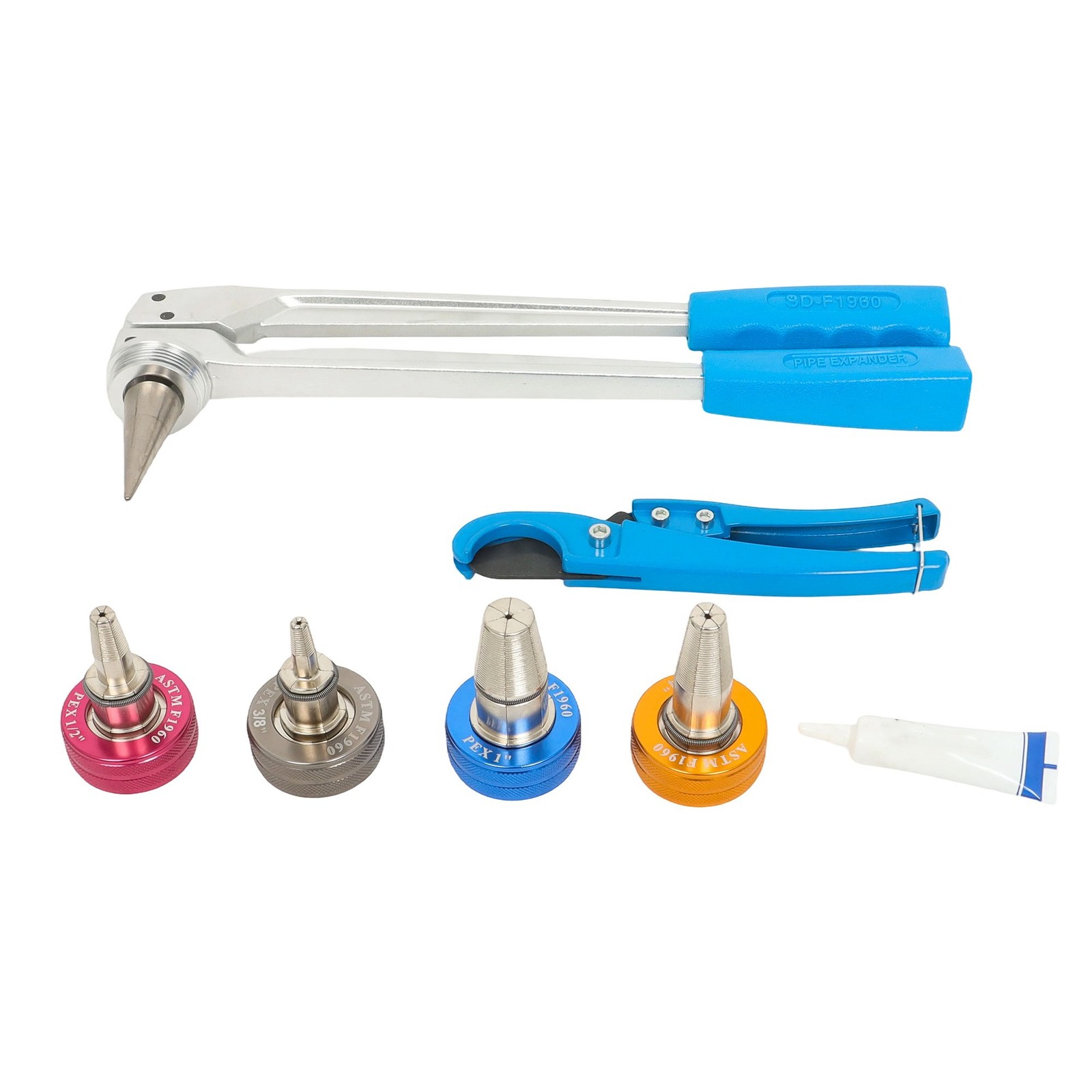 PEX Pipe Expander Tool Kit Precision Manual W/ 3/8",1/2",3/4",1" Expansion Heads