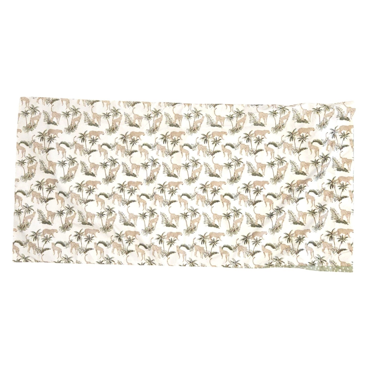 Animal Safari Print King Pillowcase Set Green & White Cheetah Jaguar Palm Tree