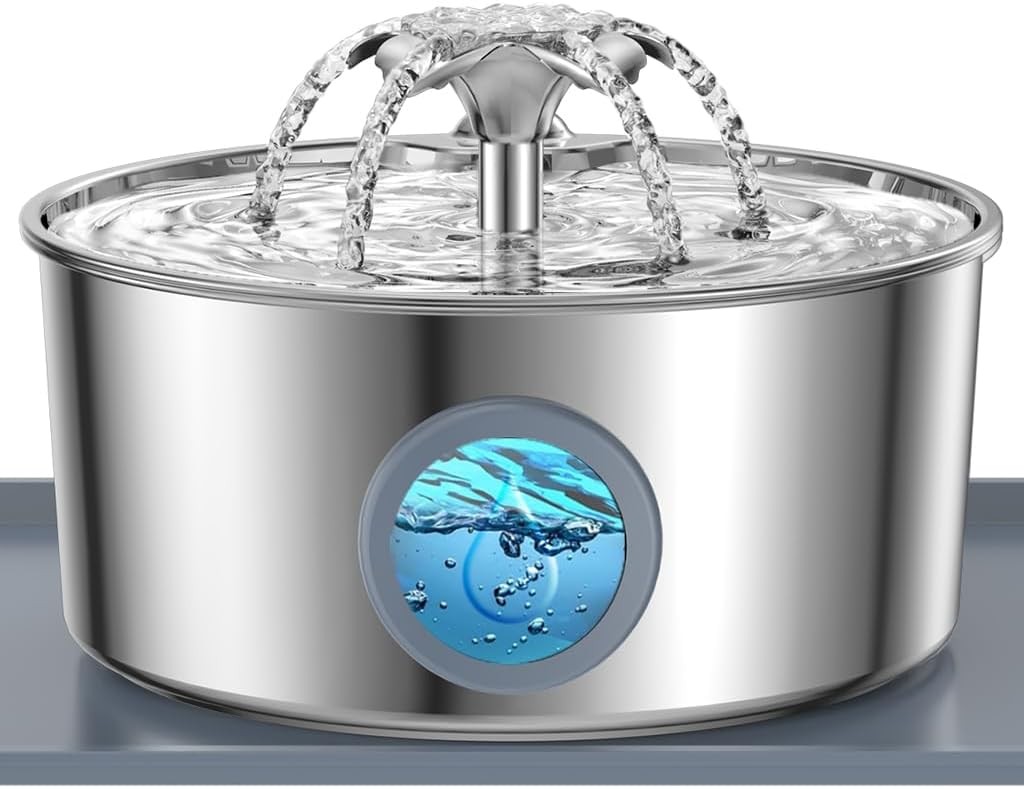 Stainless Steel Cat Water Fountain 108oz/3.2L Automatic Pet Dispenser Cat Dog