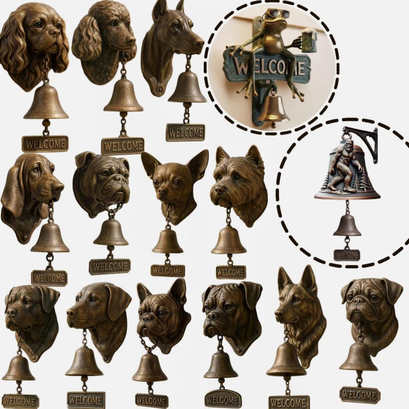 Chill Chime Funny Dog Resin Animal Doorbell Decor Dog Head Bell Welcome