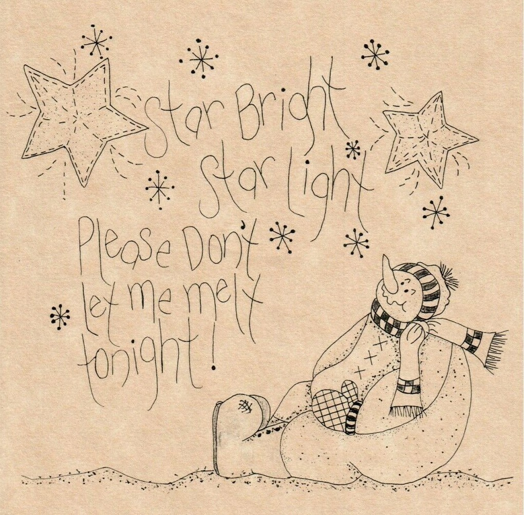 Star Bright Star Light Winter Snowman Embroidered Stitchery Sewing Pattern