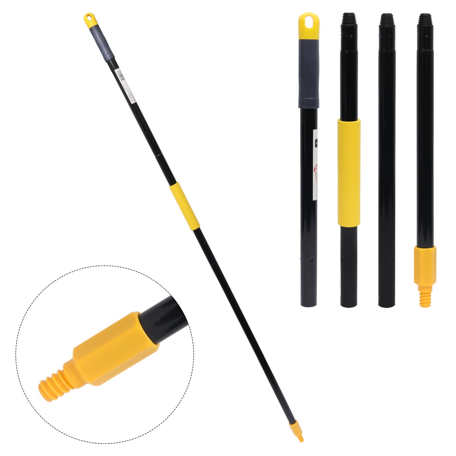 61 inch 4-Section Threaded Metal Extendable Handle For Mop/Broom/Brush, 1 Pack