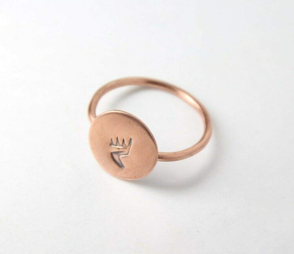 Copper Band Ring & Bear Claw Stamped Pendant Handmade Size 8.5 Band Rings Bears