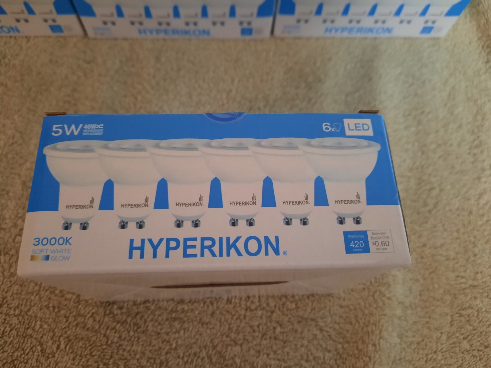 Hyperikon SGU10-30N LED 85-265v 5W, GU10 Bi-Pin Base Spotlight Bulb, 3000K  6pk
