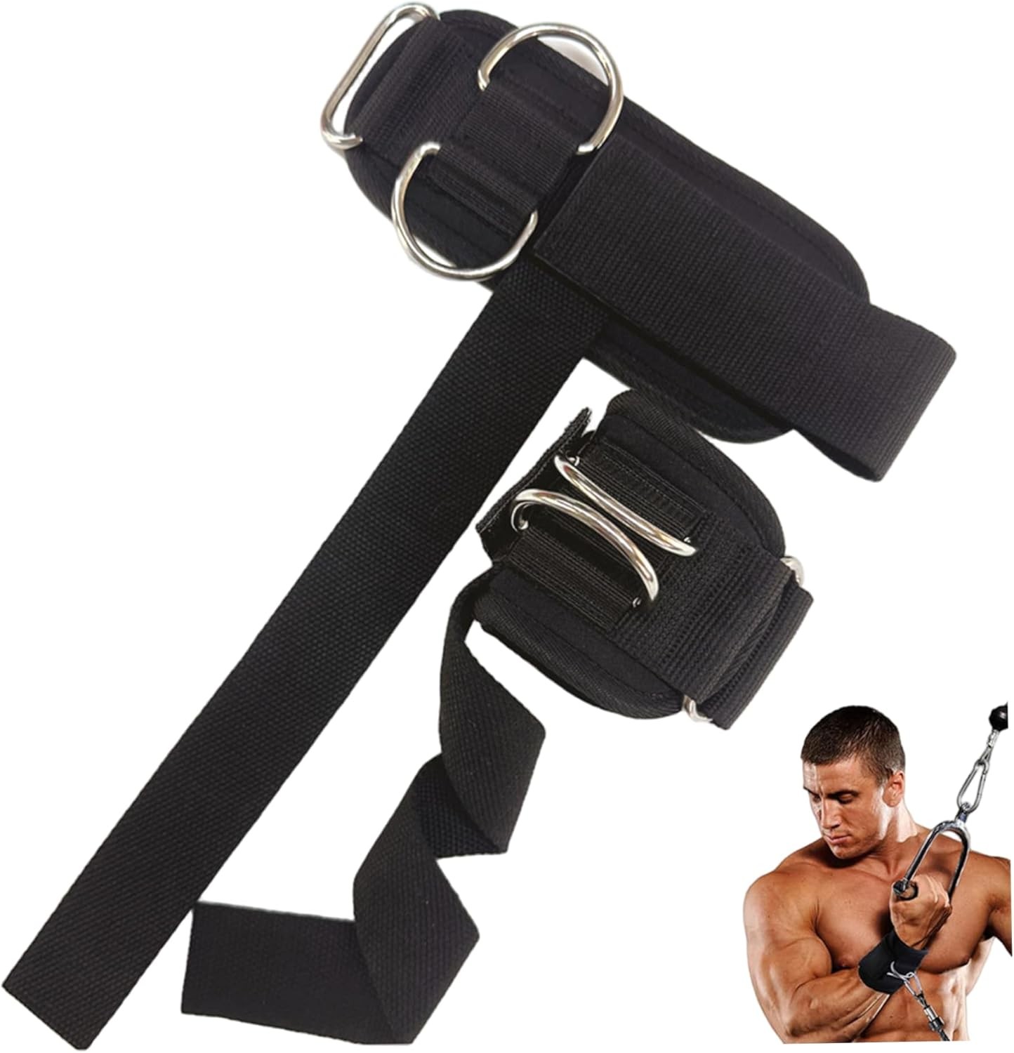 1 Pair Wrist Straps Weightlifting, Black Lifting Straps with Cuffed D Ring