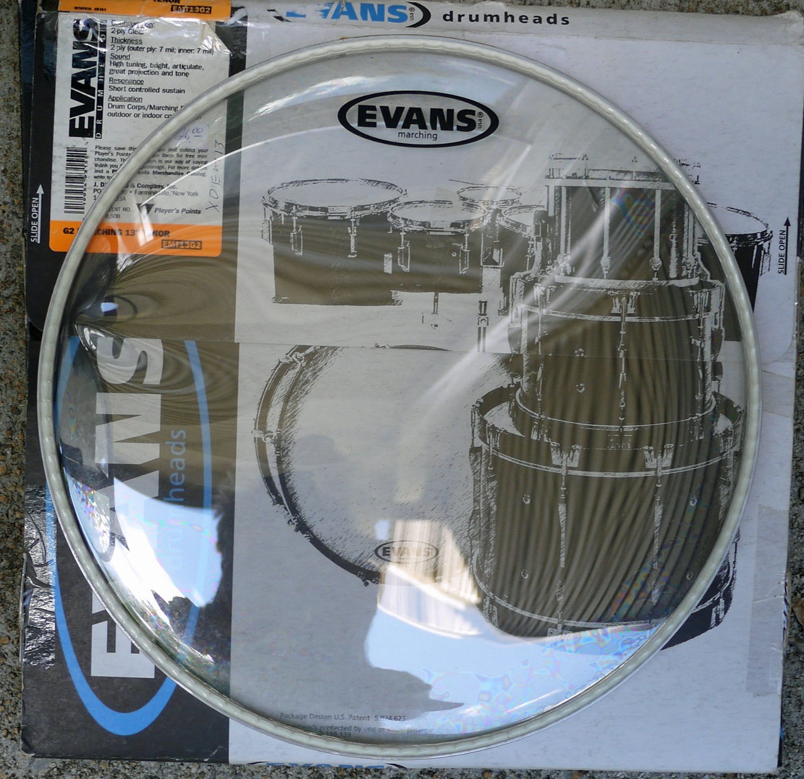 Evans EMT13G2 Marching Tenor 2 Ply Clear 13" Drum Head New Old Stock Made in USA