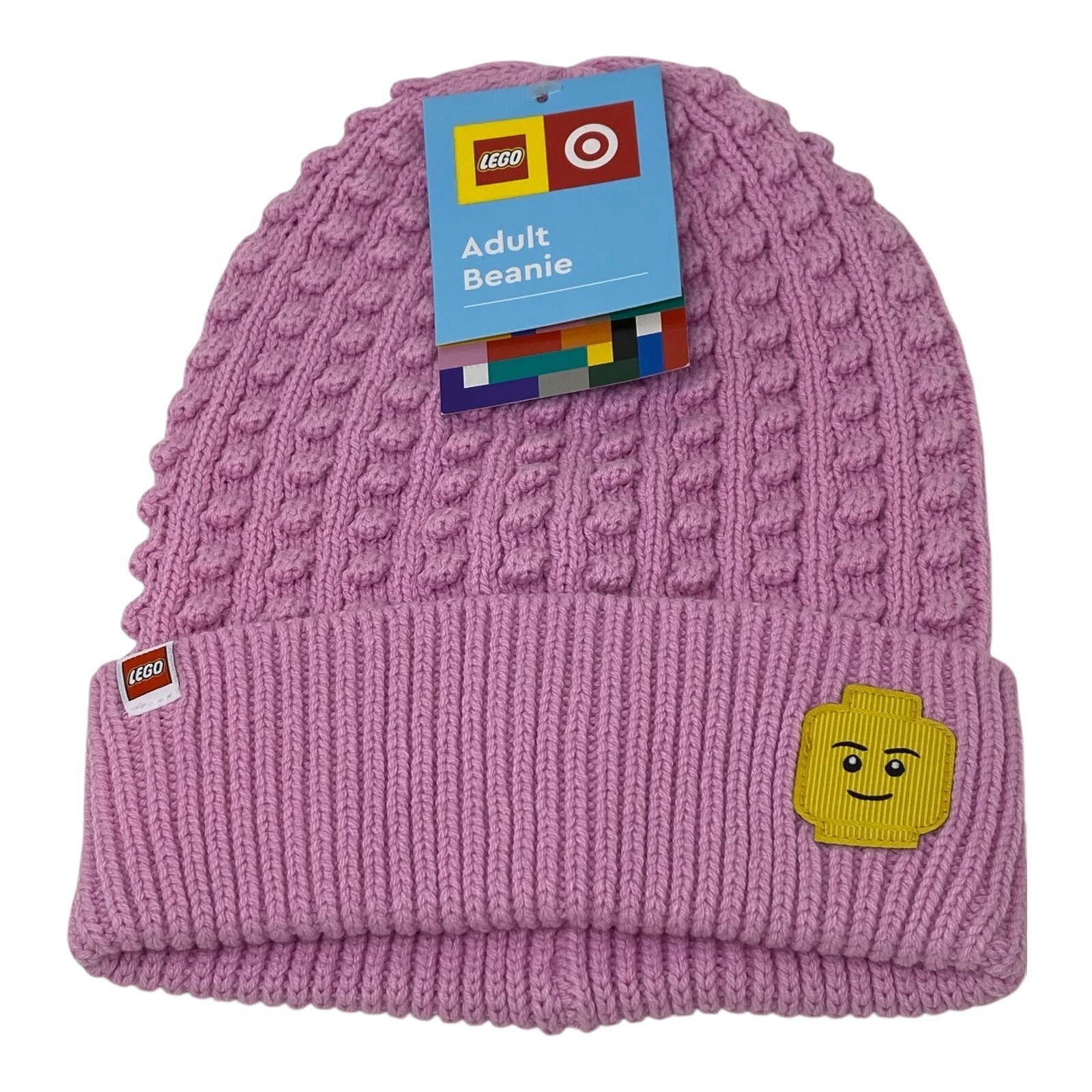 Womens LEGO Minifigure Beanie Knit Winter Hat Target Pink NWT Limited Edition