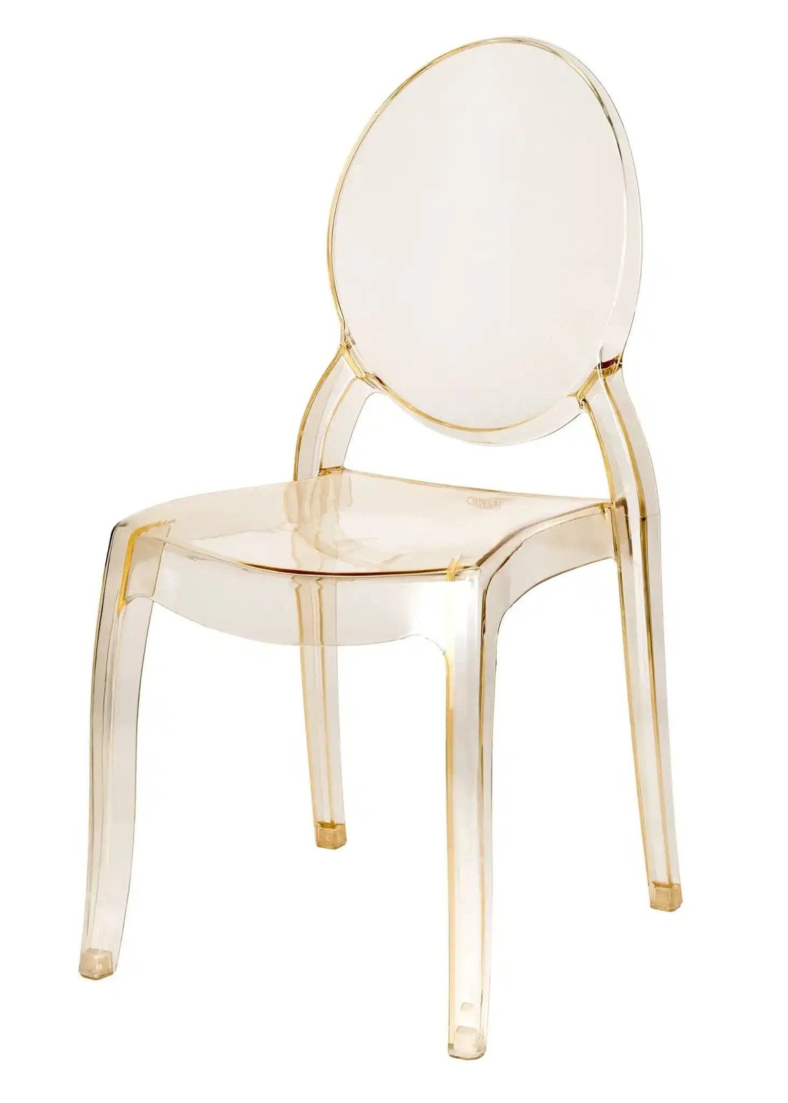 Gold Clear Resin Oval Back Ghost Chair by Chivari