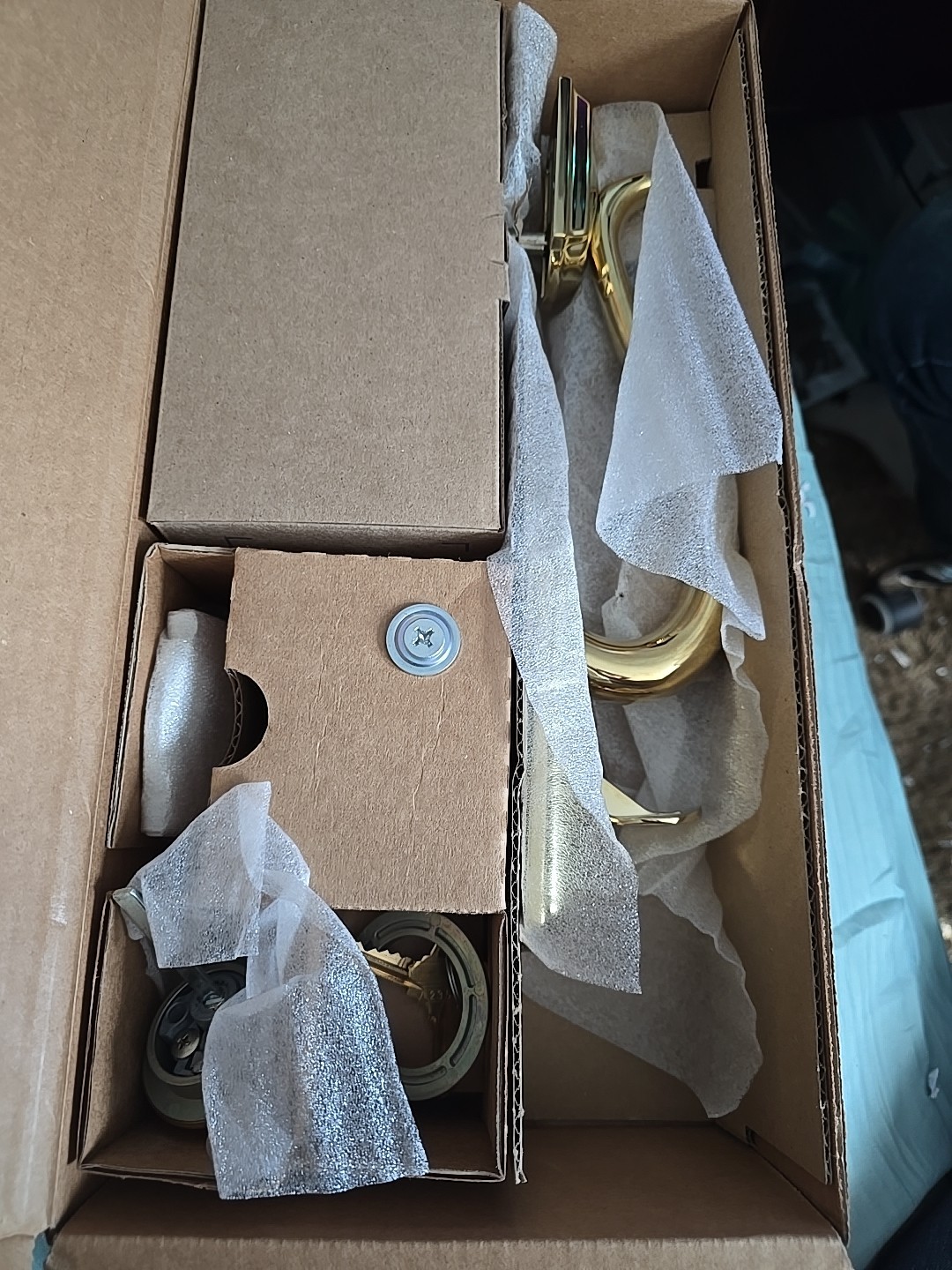 Schlage Entrance Keyed Lock Handleset Brass F60 CAM 505 ACC 605 strike RH NIB