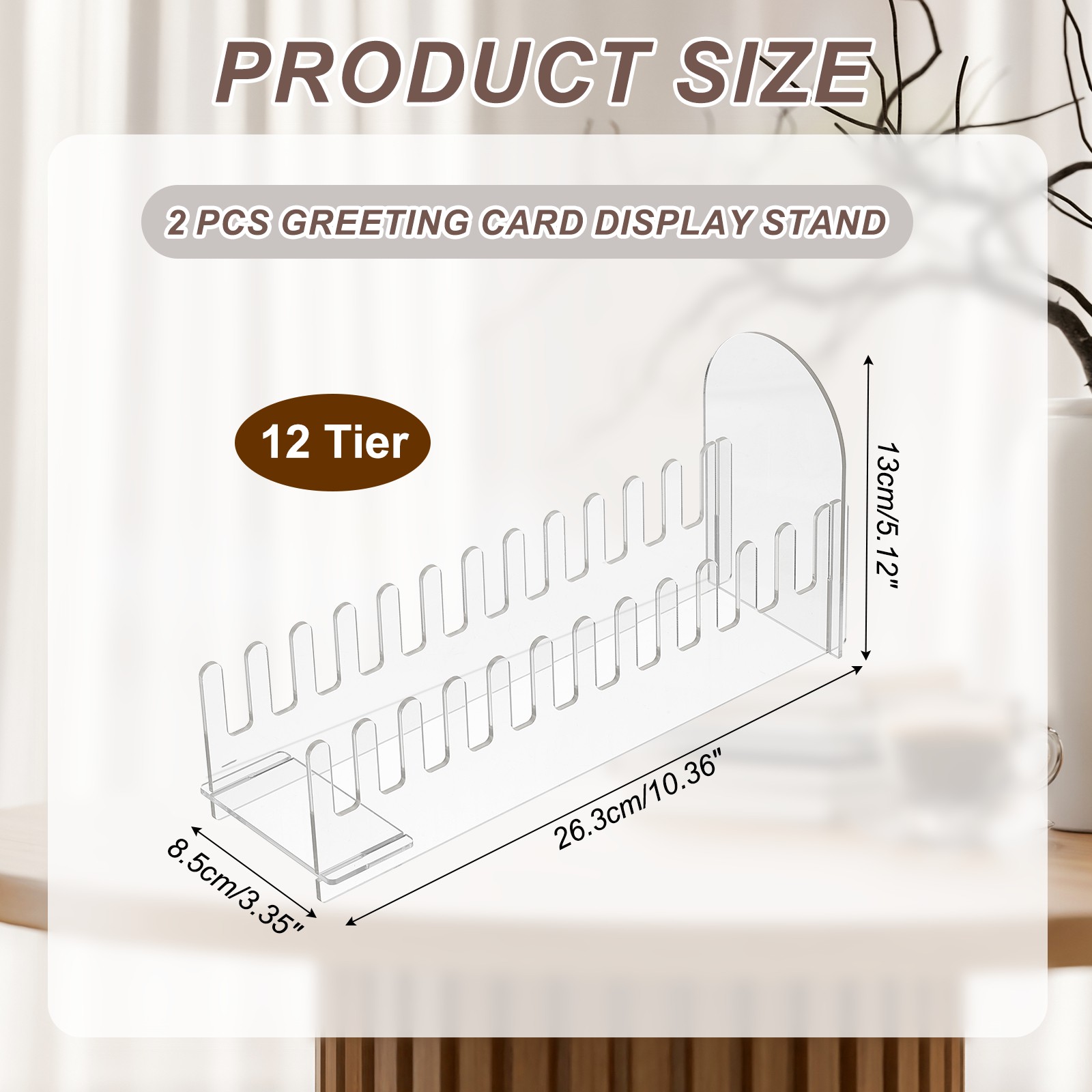 12 Tier 2Pack Clear Greeting Card Display Stand, Transparent