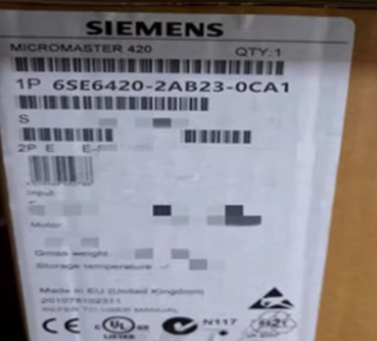 NEW Siemens 6SE6420-2AB23-0CA1 6SE6 420-2AB23-0CA1