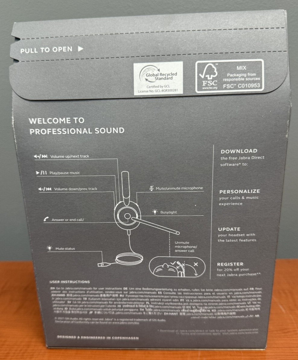 Jabra Evolve2 30 Wired Mono Headset USB Type-A 23089-889-979 NEW