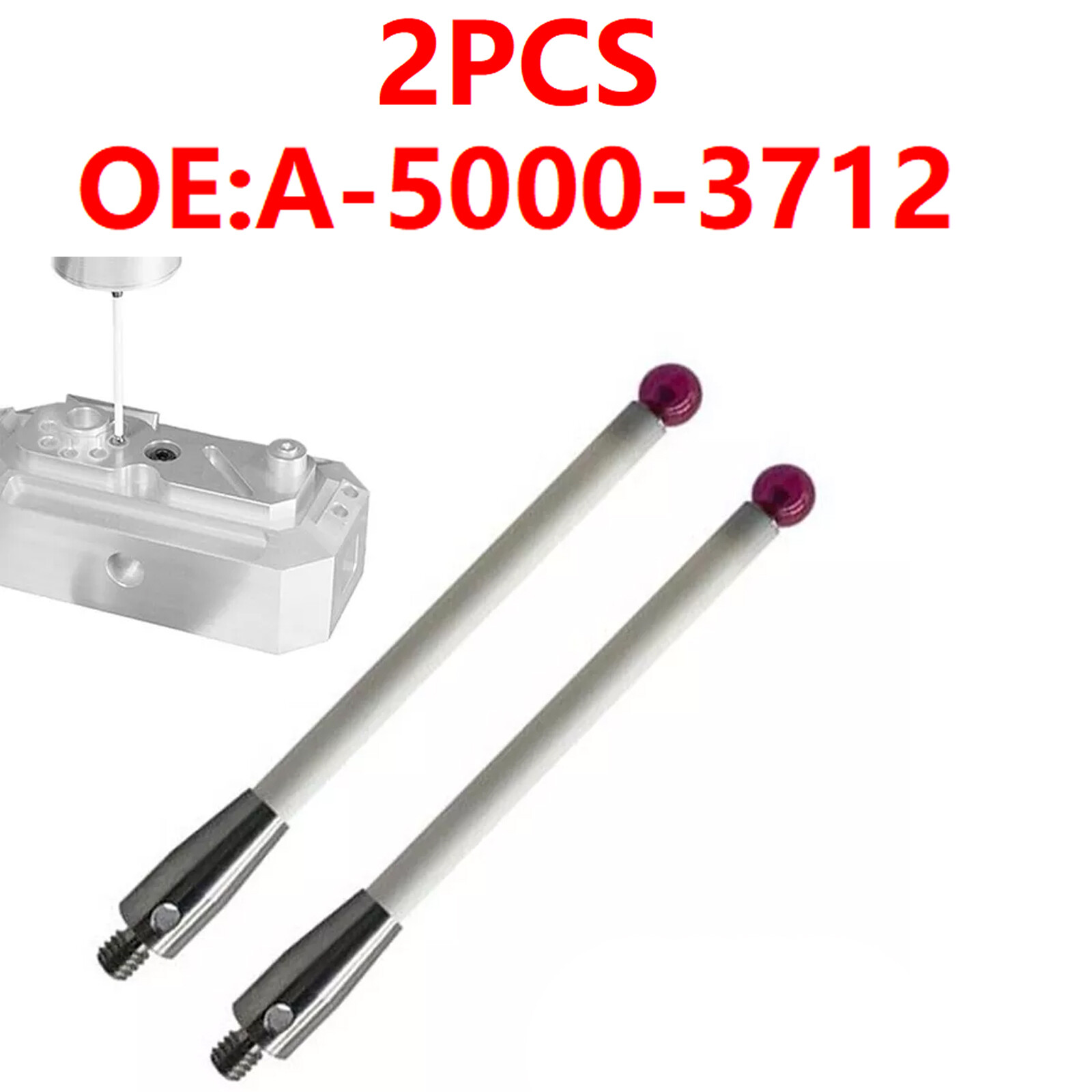 2PCS Fits For Renishaw CMM Probe Stylus 100mm Ceramic Stem-6mm Ball Probe