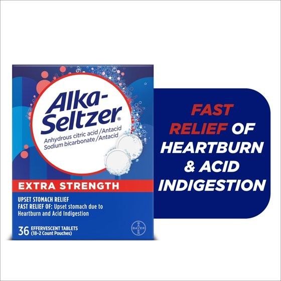 Alka-Seltzer Extra Strength Heartburn Relief Effervescent Antacid Tablets, 36 Co