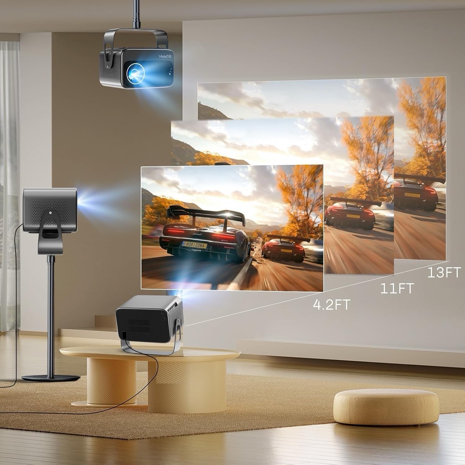 Smart Projector with Wifi and Bluetooth,Built-In Apps Auto Focus & Keystone,1080