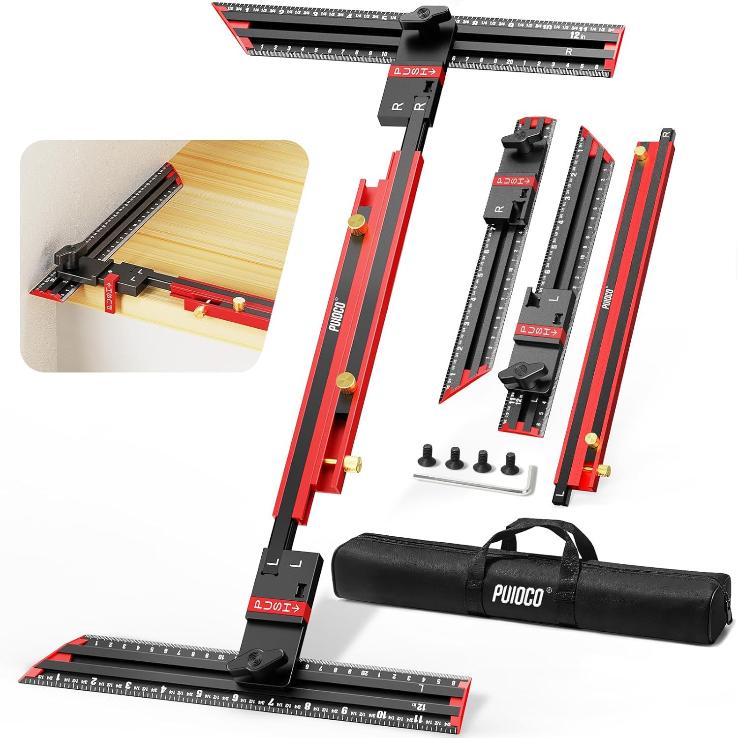 Aluminum Stair Tread Template Tool - No Assembly, 23" to 64.2" Adjustable Jig