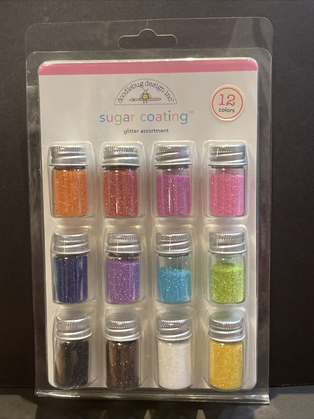 Doodlebug Design SUGR1476 Sugar Coating Glitter Assortment 5 Gram Bottles 12/Pkg