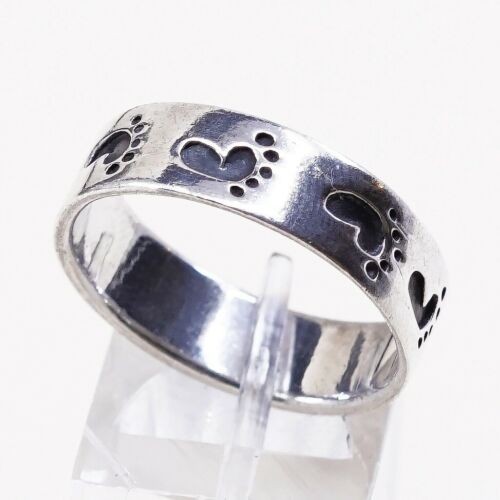 Size 11.25, Vtg Sterling Silver handmade Ring. 925 Foot Footprint Band