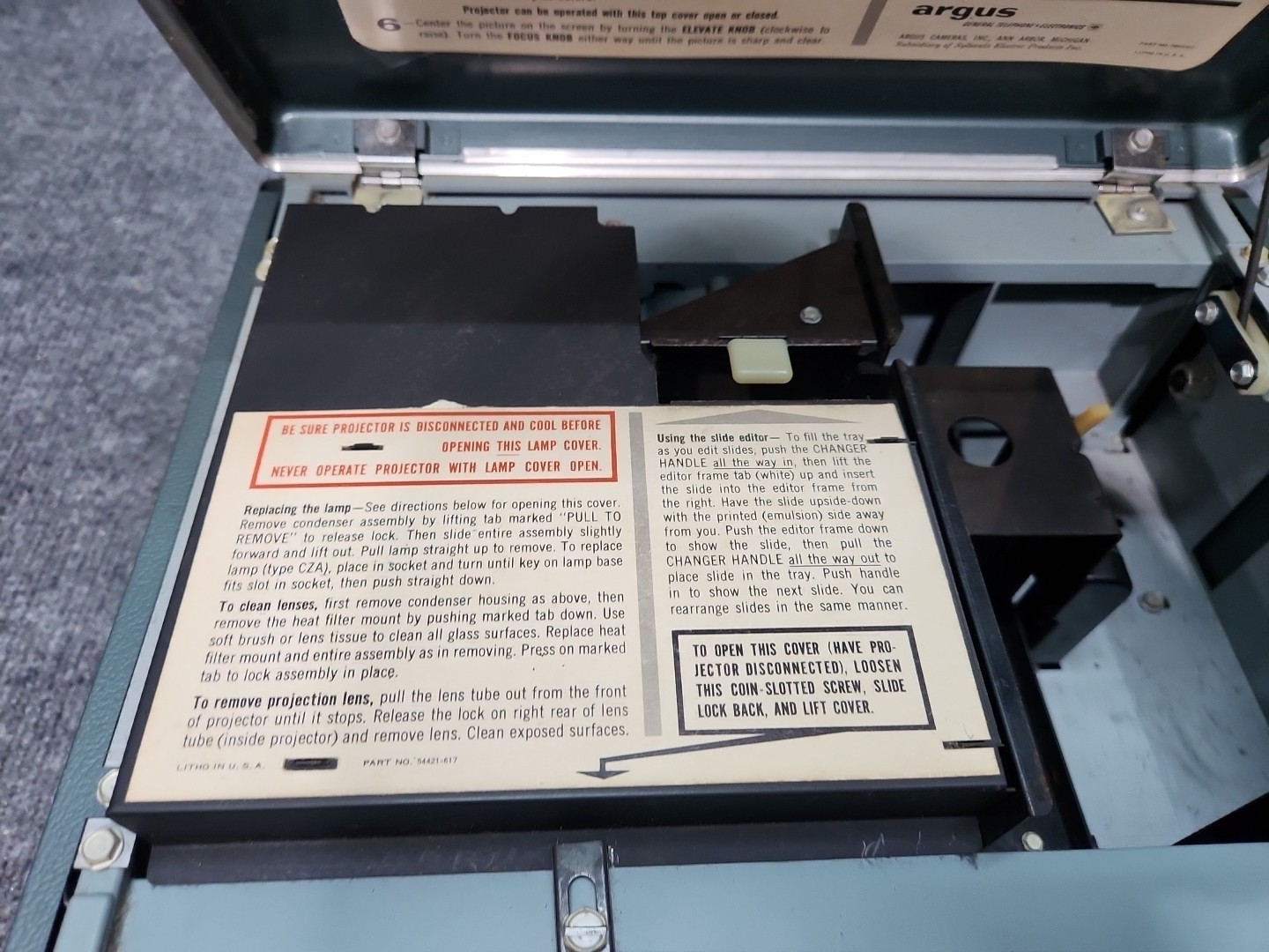 Argus 540 Slide Projector Vintage 1950s Tech Green Automatic