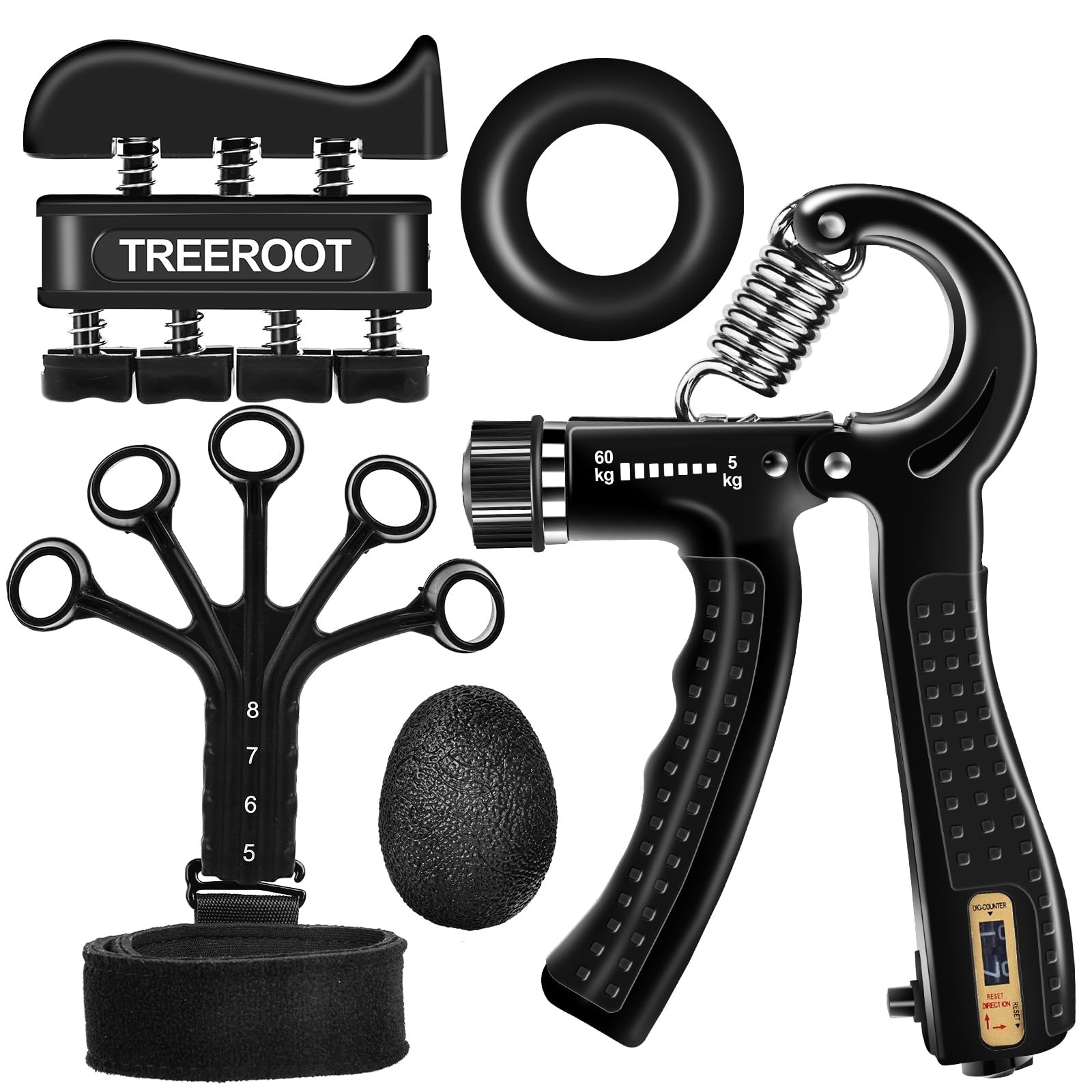 5pcs Grip Strength Trainer Kits Hand Gripper Strengthener Forearm