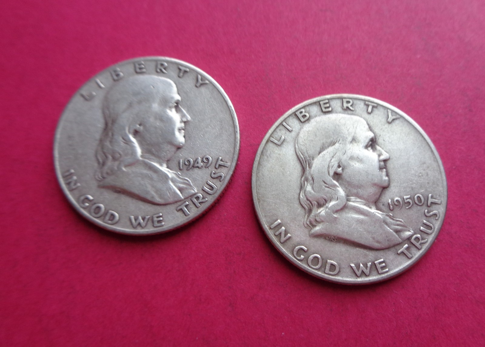 1949-S & 1950-D  LOT OF 2 FRANKLIN LIBERTY BELL  HALF DOLLARS
