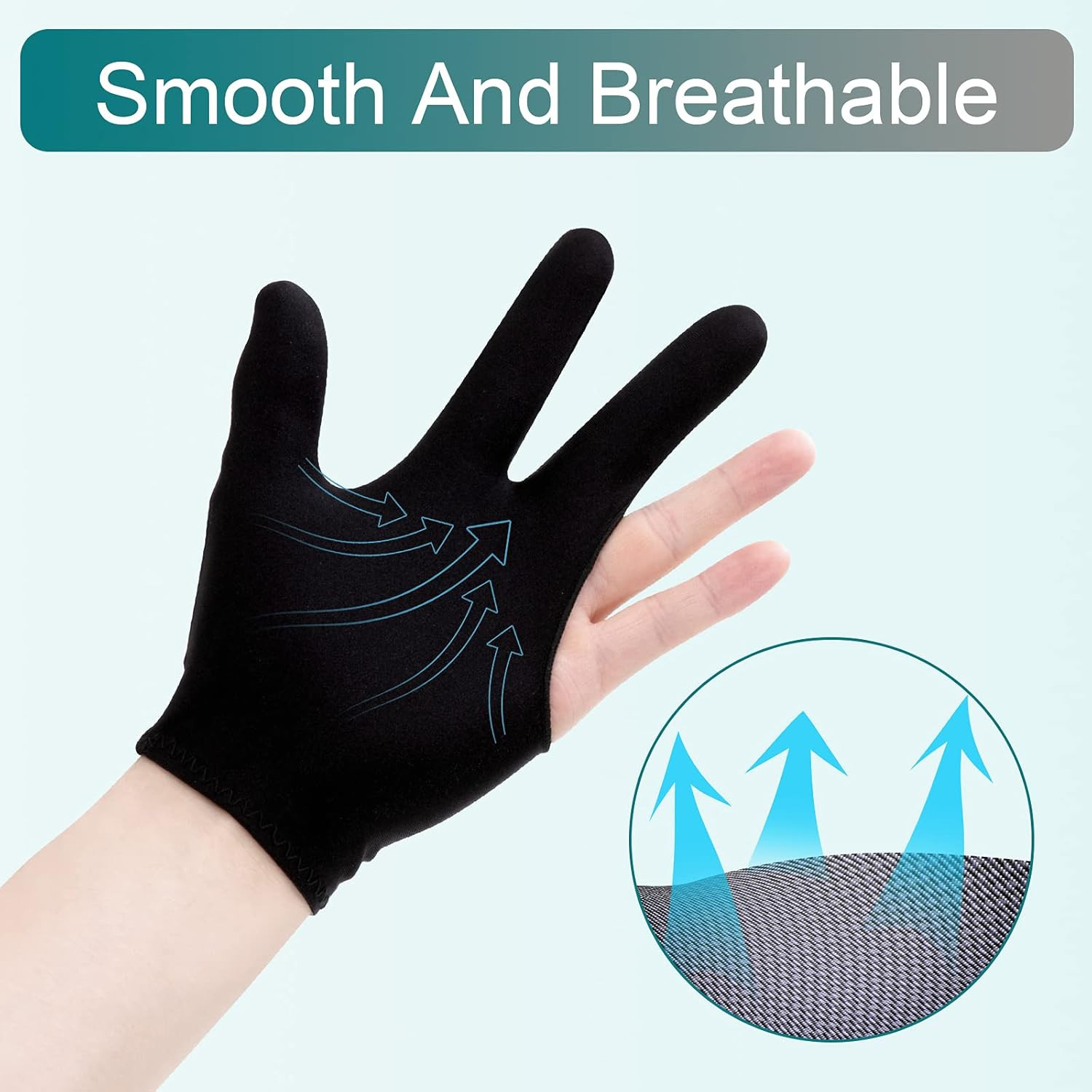 22 Pieces Billiard Gloves Three Finger Cue Shooter Pool Gloves Sport Gloves for