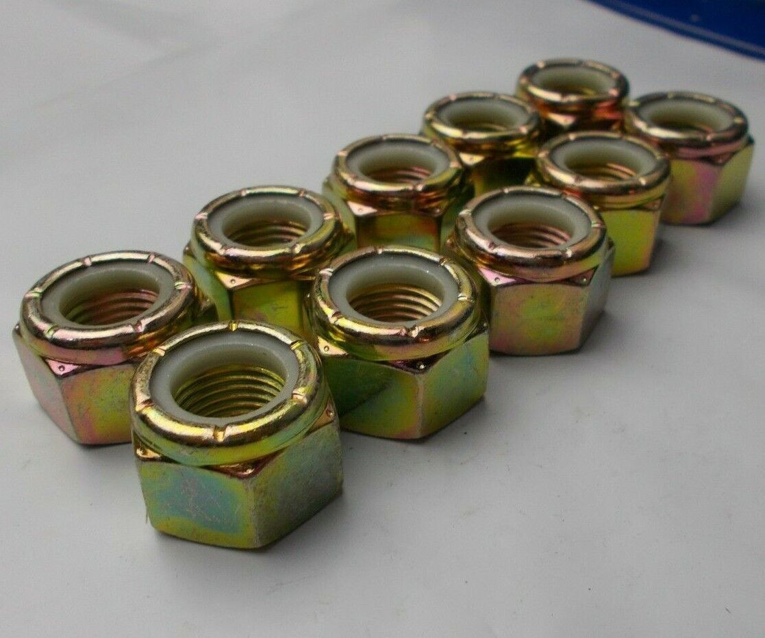Nylon Lock Hex Nut 9/16"-18 Fine Thread " 10 Nuts "  Grade 8 Zinc 9/16-18