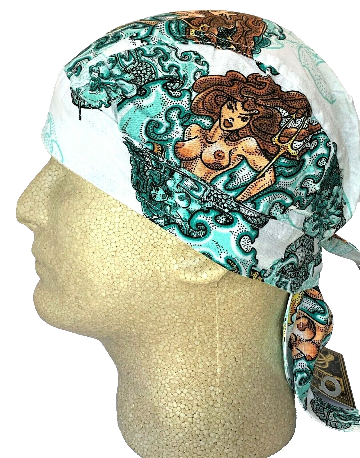 Risque Mermaid Deluxe Headwrap Doo Rag Skull Cap with Sweatband