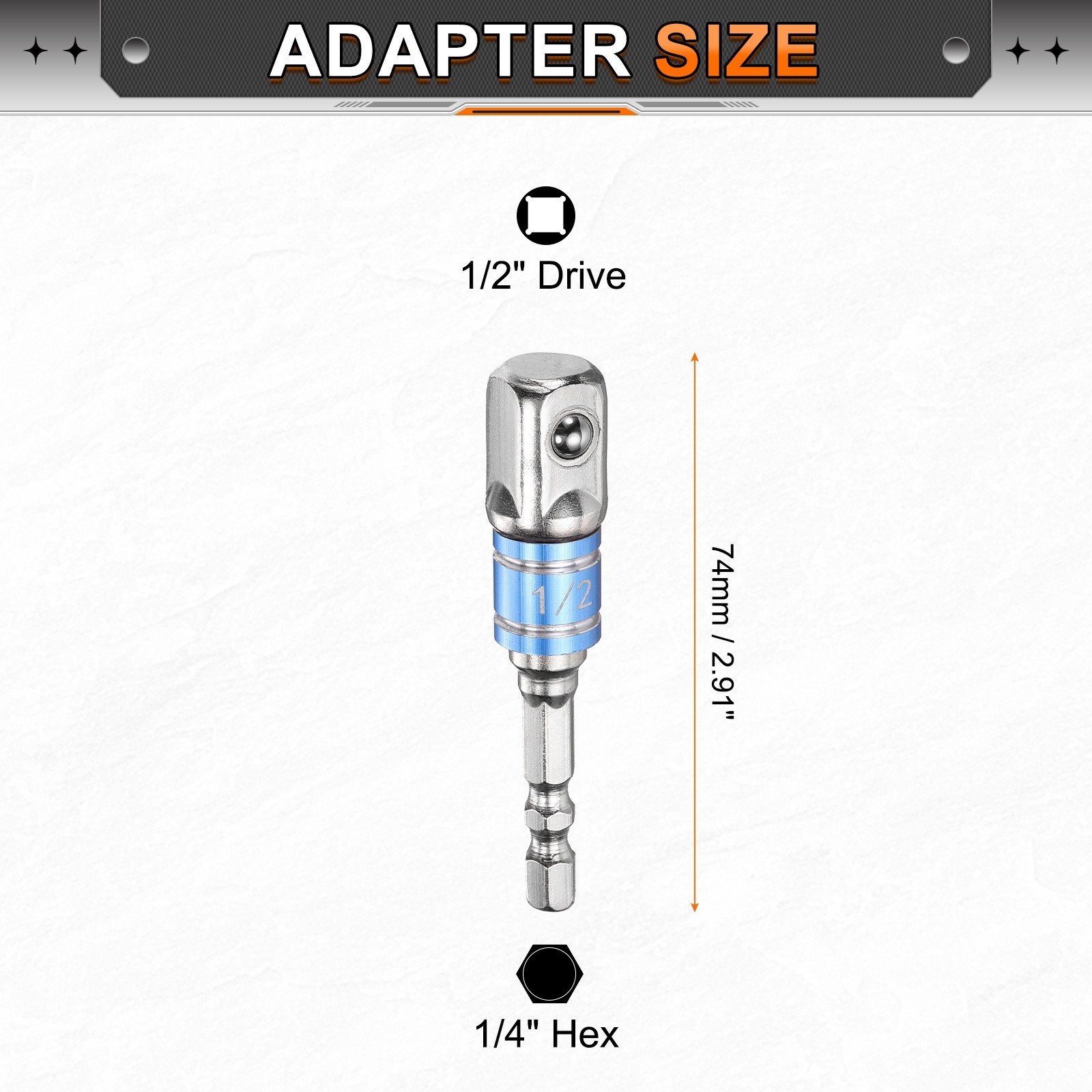 4pcs 1/2" Bright Impact Driver Socket Adapter Extension Set Silver-Blue