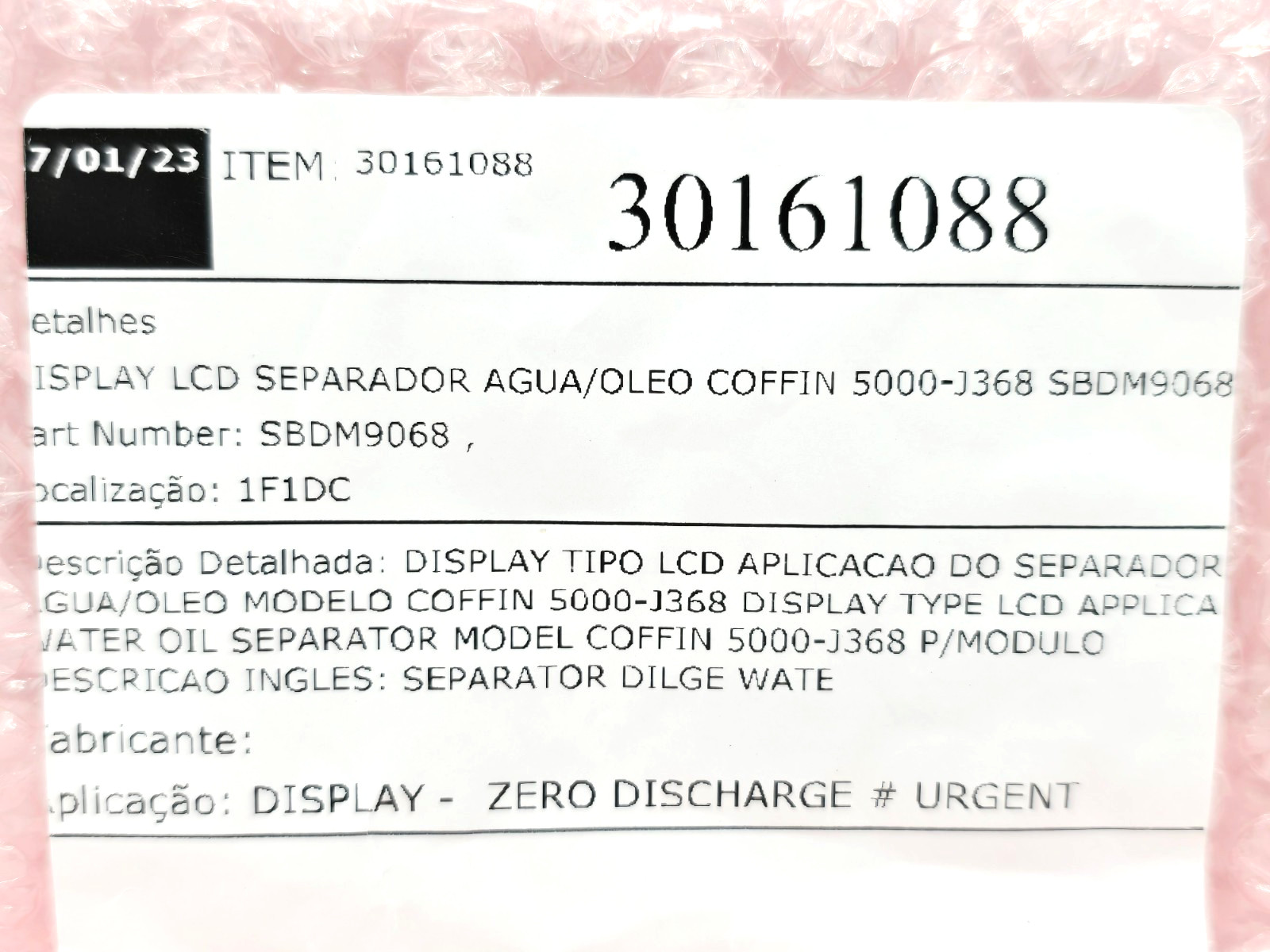 SBDM9068 LCD DISPLAY MODULE FOR 3000-J502, 5000-J502