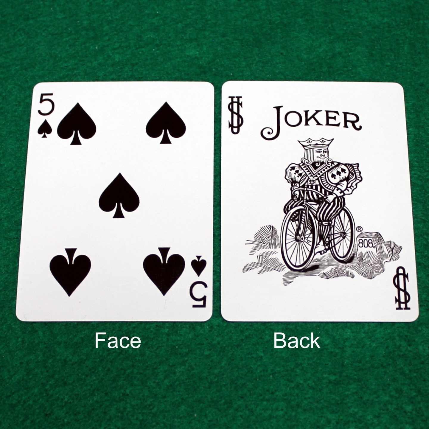 5 of Spades / Black White Joker - Double Face, Bicycle Printed Gaff Card
