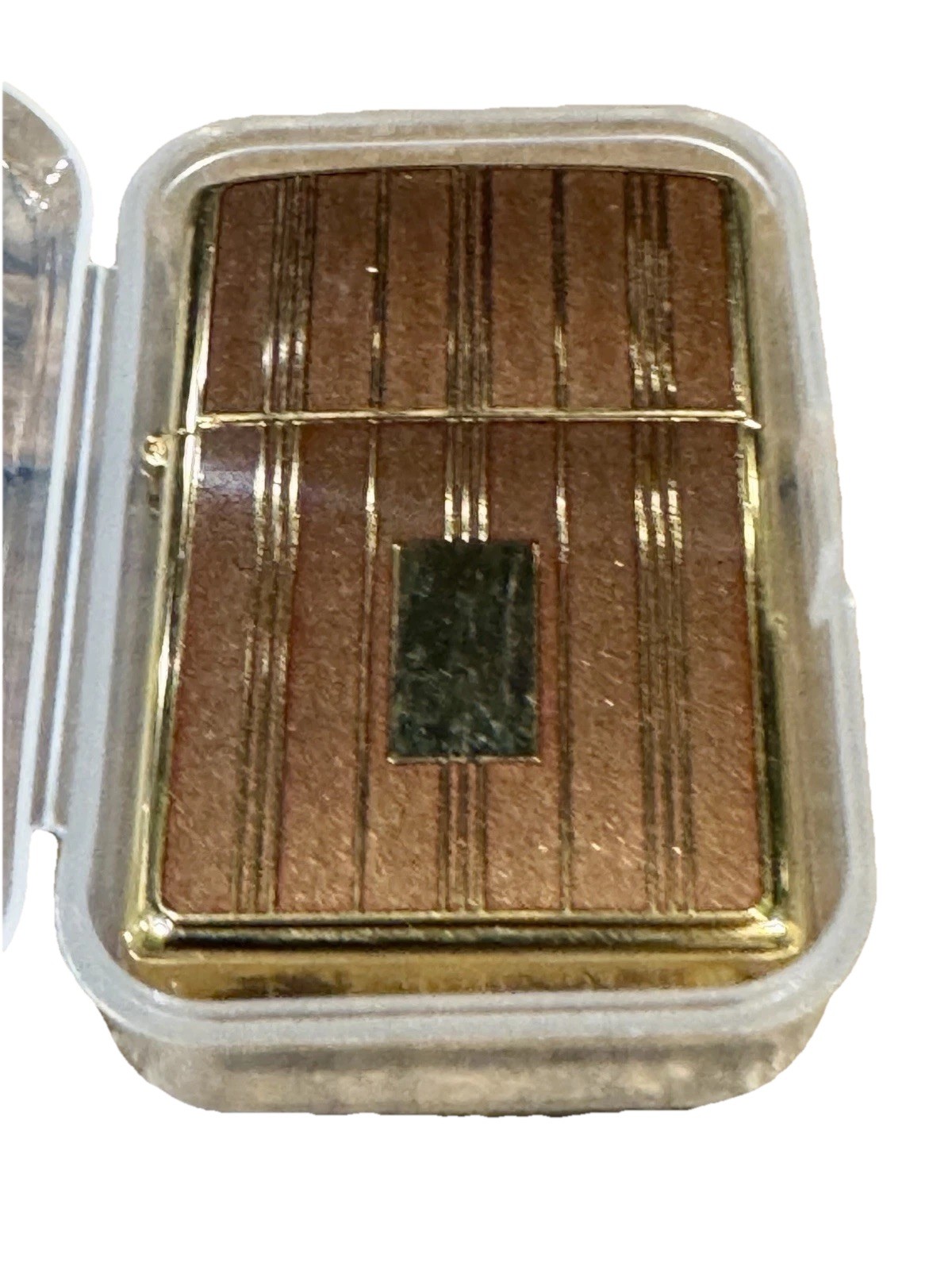 Zippo I-01 Brown Pinstripe Lighter 20120 Blank Plate Authorized Dealer Only NOS