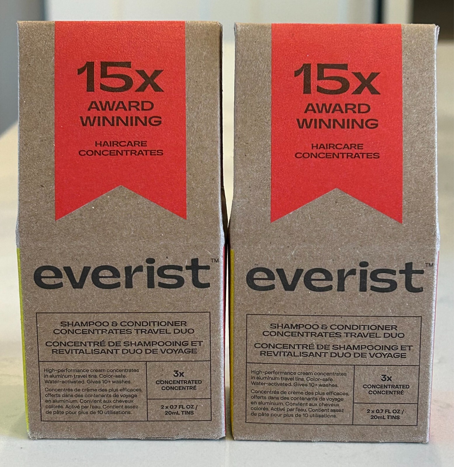 Everist Shampoo Conditioner 3X Concentrated Travel Duo (2) 2.8oz/80mL Total