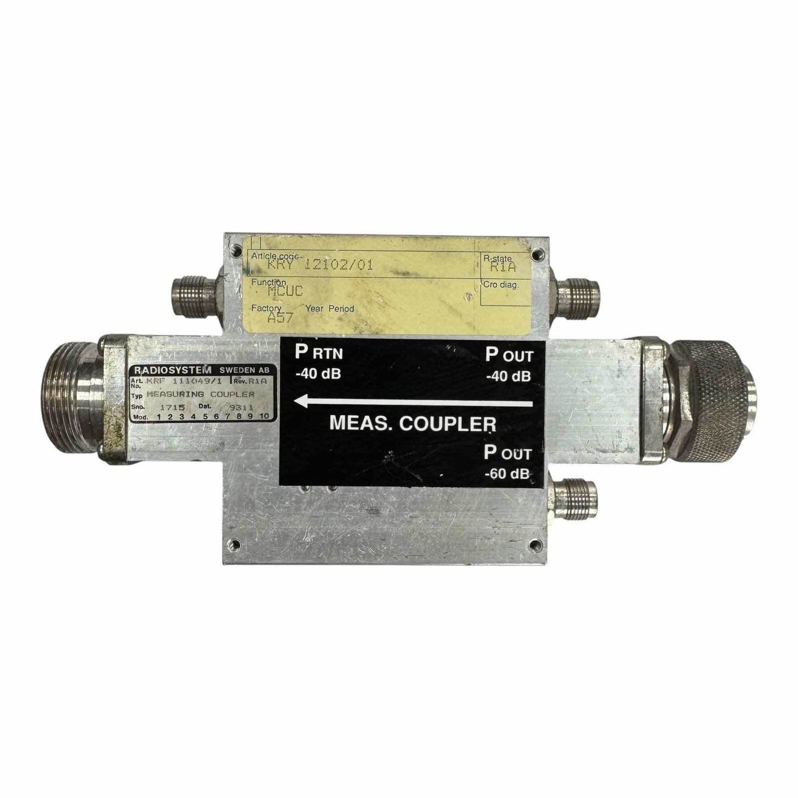 KRF111049/1 Measuring Coupler 935-960Mhz 40db/60db 7/16 - TNC