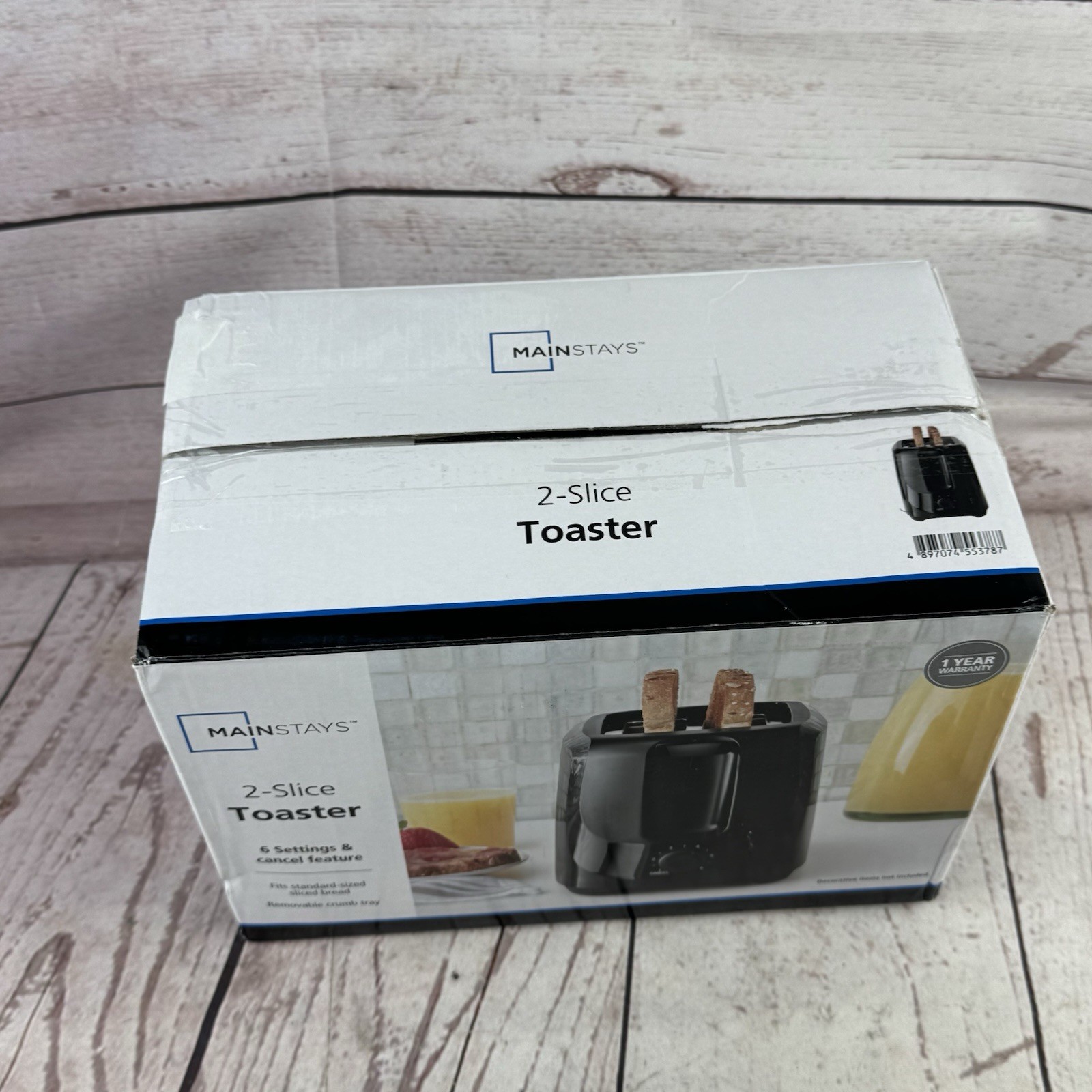 Mainstays 2 Slice Toaster Black 6 Shade Settings Removable Crumb Tray