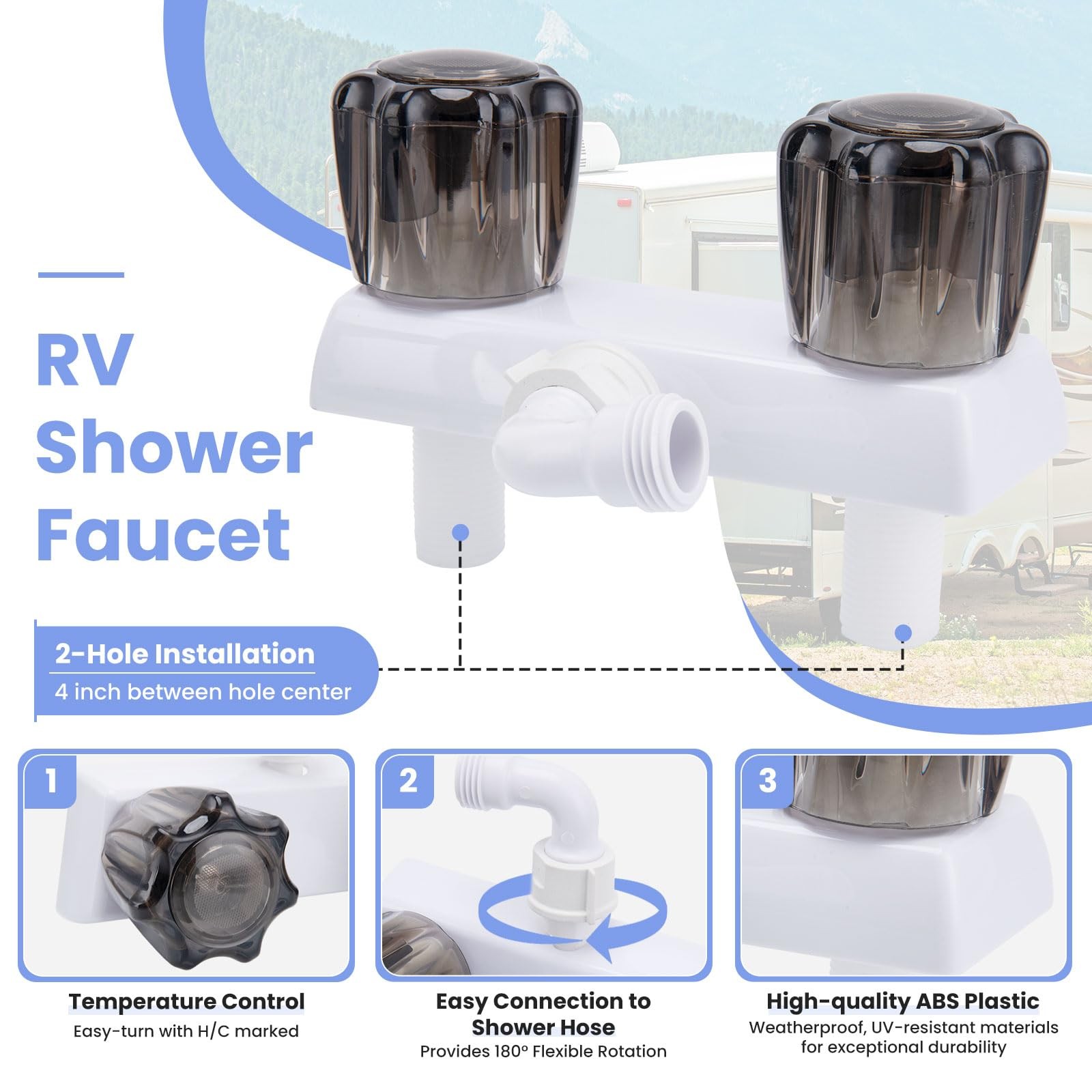 Rv Outside Shower, Camper Outdoor Shower Kit, Rv Exterior Faucet Box with Hea...