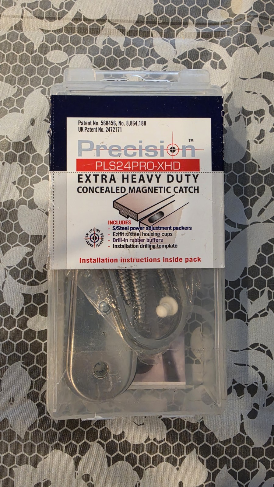 Precision Lock PLS24PRO-XHD Concealed Magnetic Catch, Stainless Steel, 24-75mm H