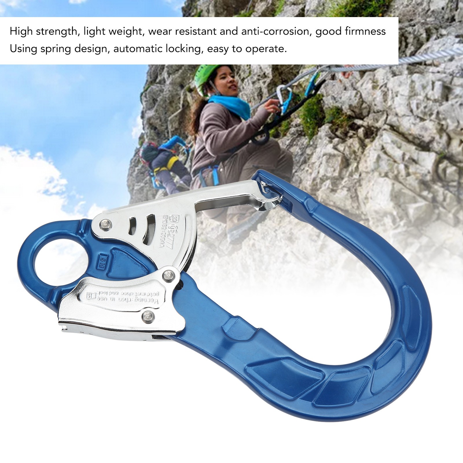 Safety Hook Aluminum Alloy Snap Lock Hook Clip Large Opening Climbing Hook FF