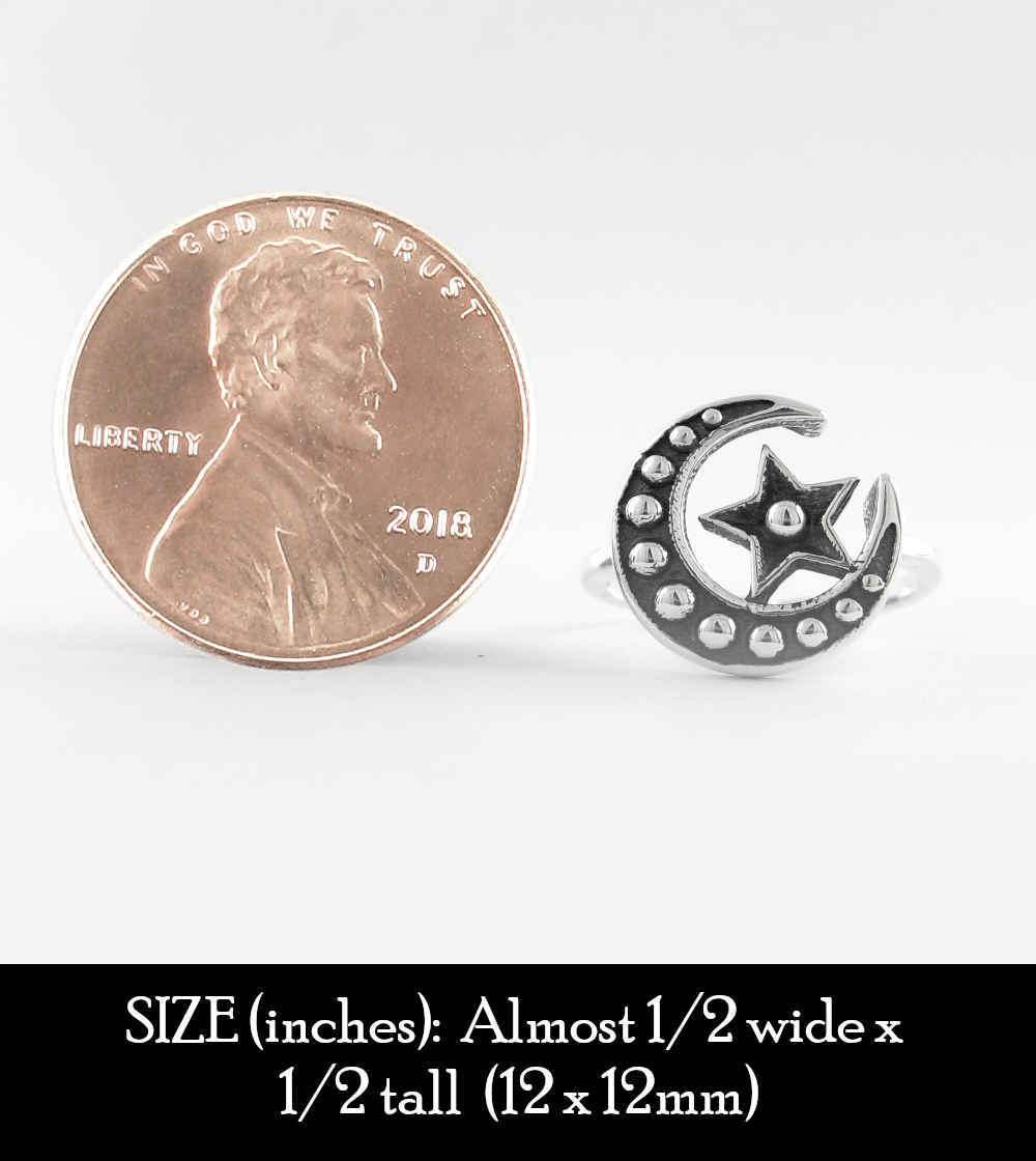 Crescent Moon & Star Toe Midi Pinky Above Knuckle Ring Adjustable wh359