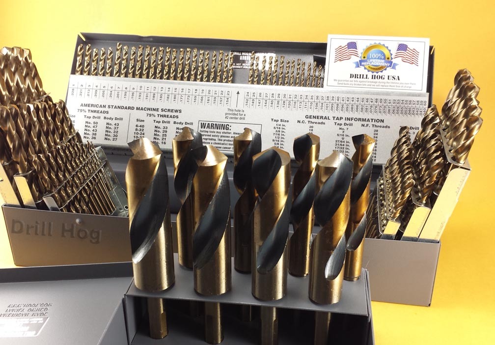 Drill Hog® 123 Pc Drill Bit Set Letter Number COBALT M42 Lifetime Warranty