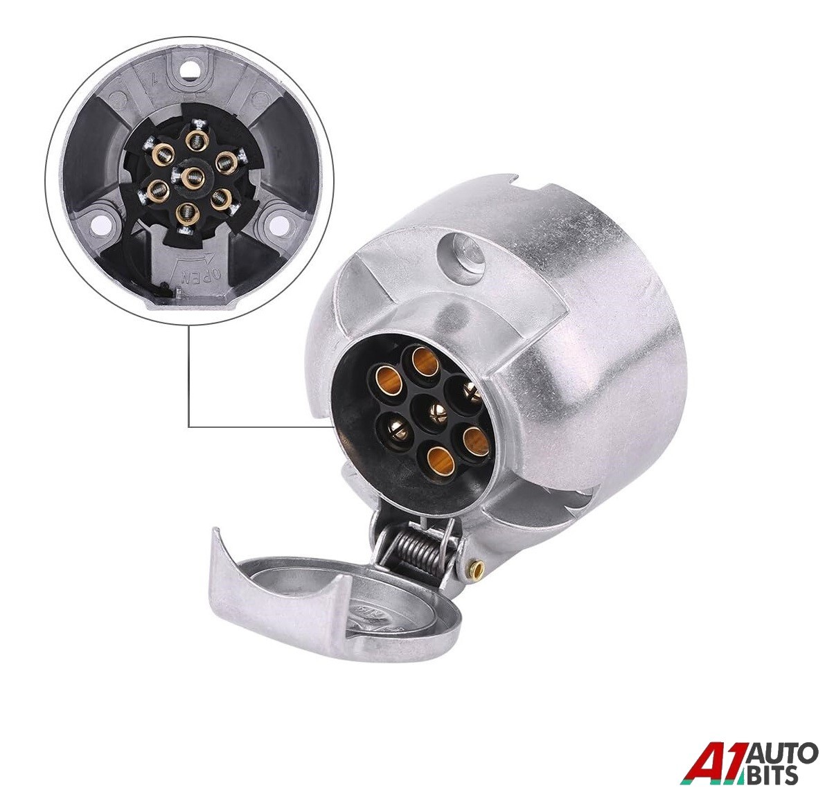 12v N Type 7 Pin Metal Towing Socket For Trailer Board Caravan Lights Aluminum