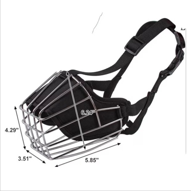 Large Dog Muzzle Stainless Steel Basket Adjustable Anti Bite Breathable