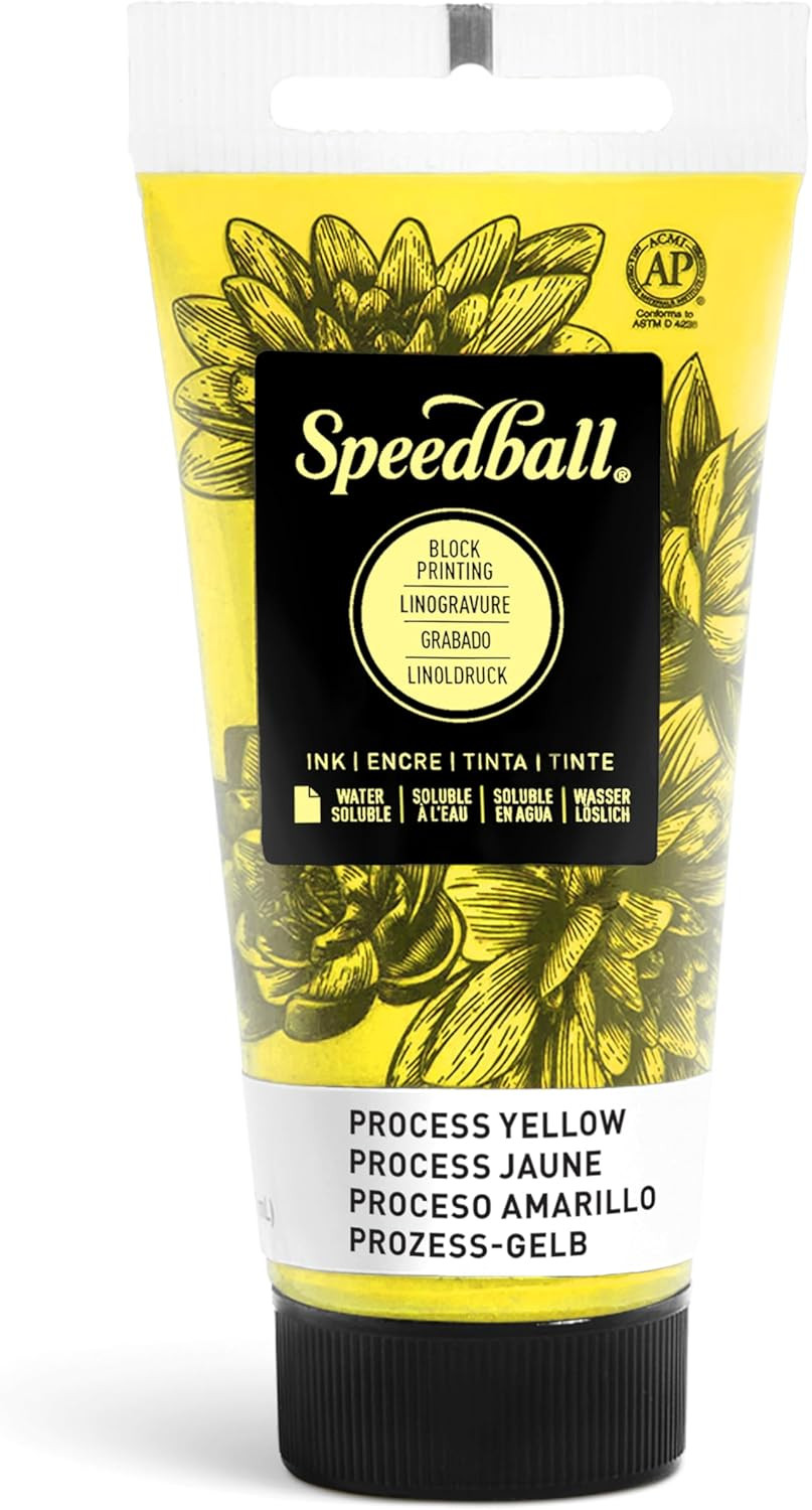 37Ml 1.25Oz Water-Soluble Block Ink Process Yellow, Block Printing, Lino Print,