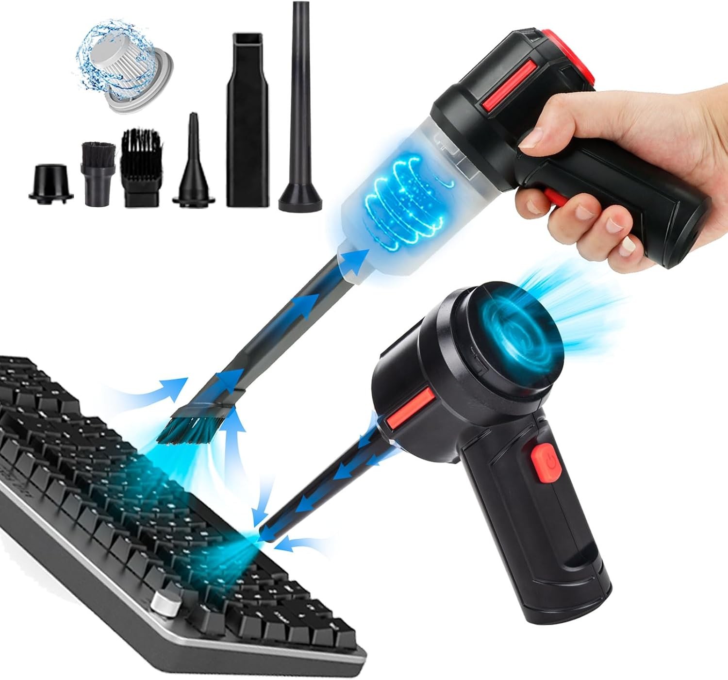 Air Duster - Computer Vacuum Cleaner - for Keyboard Cleaning- Cordless Black