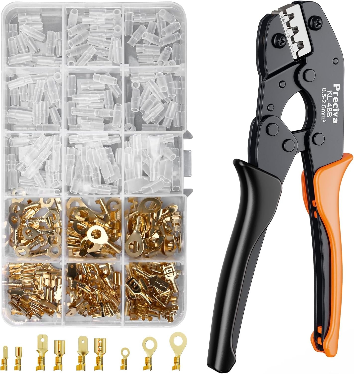 Terminal Crimper Tool Kit, Professional Ratcheting Wire Crimping Tool with AWG
