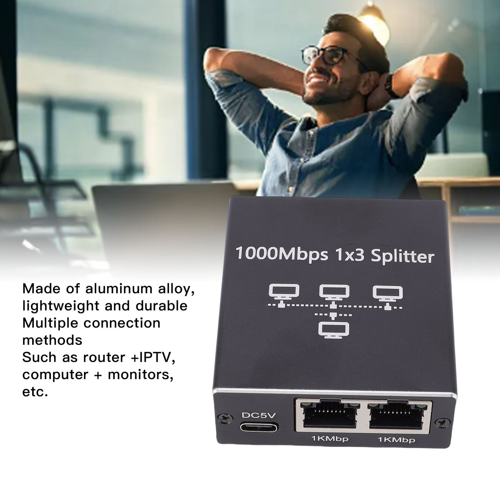 Gigabit Ethernet Splitter 1 To 3 High Speed Network Splitter For Multiple D FWSQ